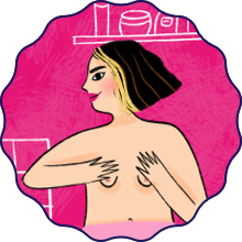 Illustration of a women holding her boobs